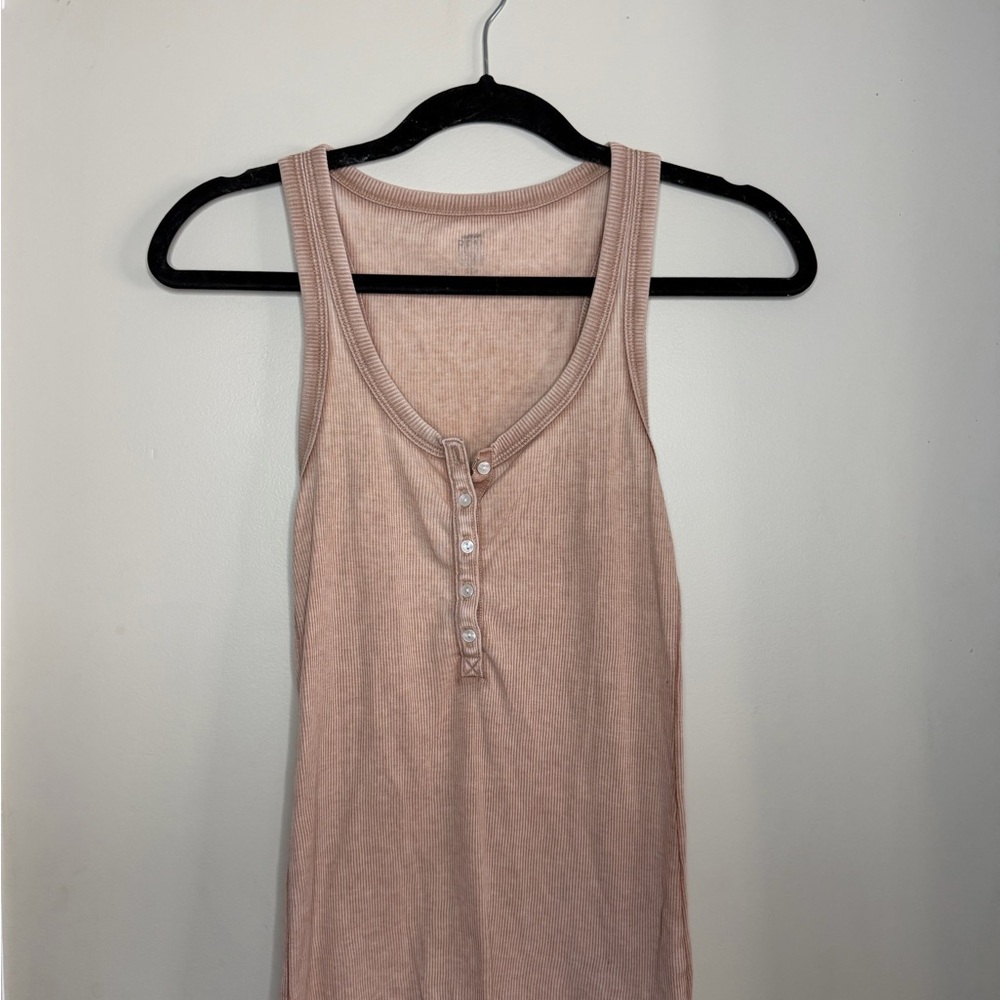 Aerie Light Pink Tank Top with Button Accents